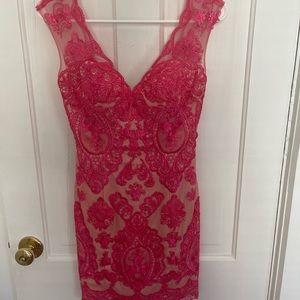 Pink dress with lace detailing